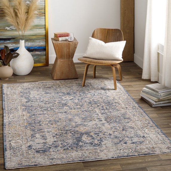 Livabliss Area Rugs for Living Room, 9x12 Aspendos Traditional Dark Blue Rug, Bedroom Dining Room Home Decor Stain Resistant Carpet (9' x 12'2")