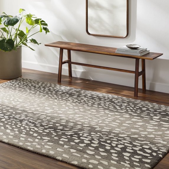 Livabliss Wool Rugs for Living Room, 2x3 Athena Modern Light Gray Area Rug, Bedroom Dining Room Home Decor Handmade Carpet (2' x 3')