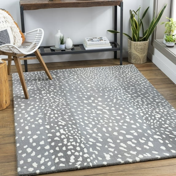 Livabliss Wool Rugs for Living Room, 4x6 Athena Modern Medium Gray Area Rug, Bedroom Dining Room Home Decor Handmade Carpet (4' x 6')