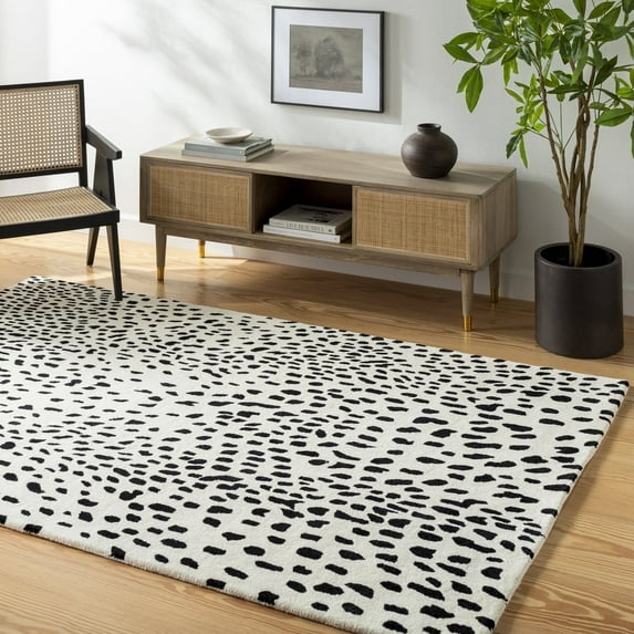 Livabliss Wool Rugs for Living Room, 5x8 Athena Modern Cream Area Rug, Bedroom Dining Room Home Decor Handmade Carpet (5' x 8')