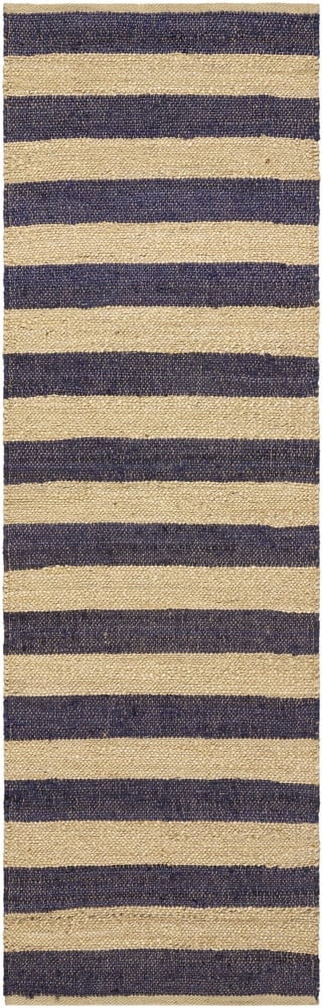 Livabliss Jute Rugs for Living Room, 2x8 Atina Cottage Navy Runner Rug, Bedroom Dining Room Home Decor Stain Resistant Carpet (2'6" x 8' Runner)