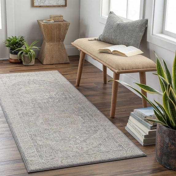 Livabliss Area Rugs for Living Room, 3x10 Avant Garde Traditional Denim Runner Rug, Bedroom Dining Room Home Decor Stain Resistant Carpet (2'7" x 10' Runner)