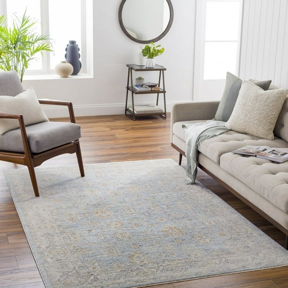 Livabliss Area Rugs for Living Room, 7ft Round Avant Garde Traditional Medium Gray Round Rug, Bedroom Dining Room Home Decor Stain Resistant Carpet (6'7" x 6'7")