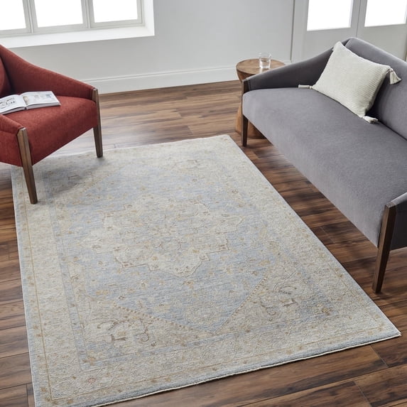 Livabliss Avant Garde Vintage Fringe Area Rug, 7'10" x 10'2", Grey