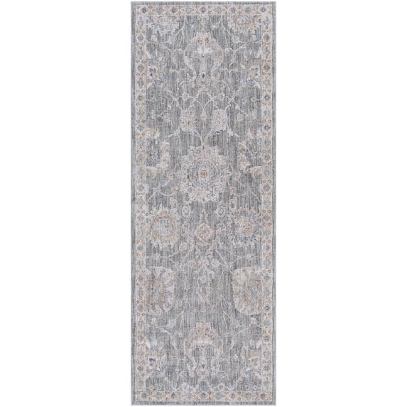 Livabliss Area Rugs for Living Room, 3x7 Avant Garde Traditional Gray Runner Rug, Bedroom Dining Room Home Decor Stain Resistant Carpet (2'7" x 7'3" Runner)