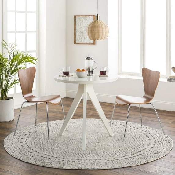 Livabliss Area Rugs for Living Room, 7ft Round Bahar Global Gray Round Rug, Bedroom Dining Room Home Decor Stain Resistant Carpet (6'7" x 6'7")