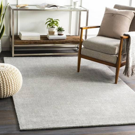 Livabliss Wool Rugs for Living Room, 2x3 Bari Modern Gray Area Rug, Bedroom Dining Room Home Decor Handmade Carpet (2' x 3')