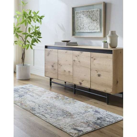 Livabliss Beckham Modern Abstract Area Rug,6'7" x 9'6",Cream/Gray