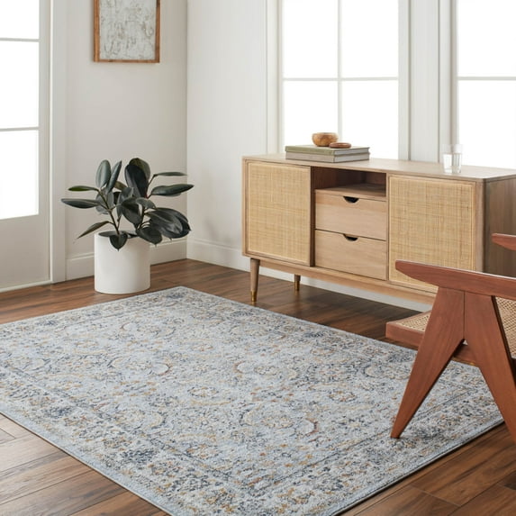 Livabliss Area Rugs for Living Room, 8x10 Beckham Traditional Ice Blue Rug, Bedroom Dining Room Home Decor Stain Resistant Carpet (7'10" x 10'2")