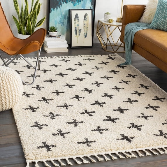 Livabliss Berber Shag Global Area Rug,8'10" x 12',Ivory