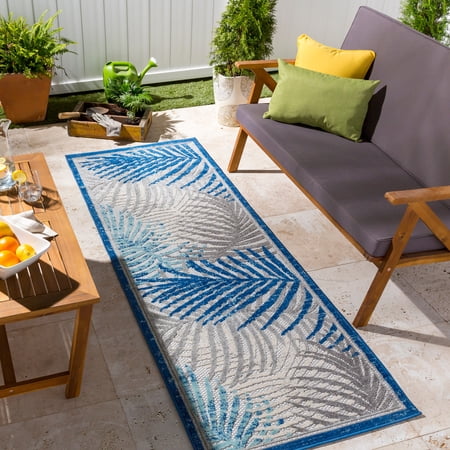 Livabliss Big Sur Tribal Runner Area Rug, Blue ,2'7" x 7'3"