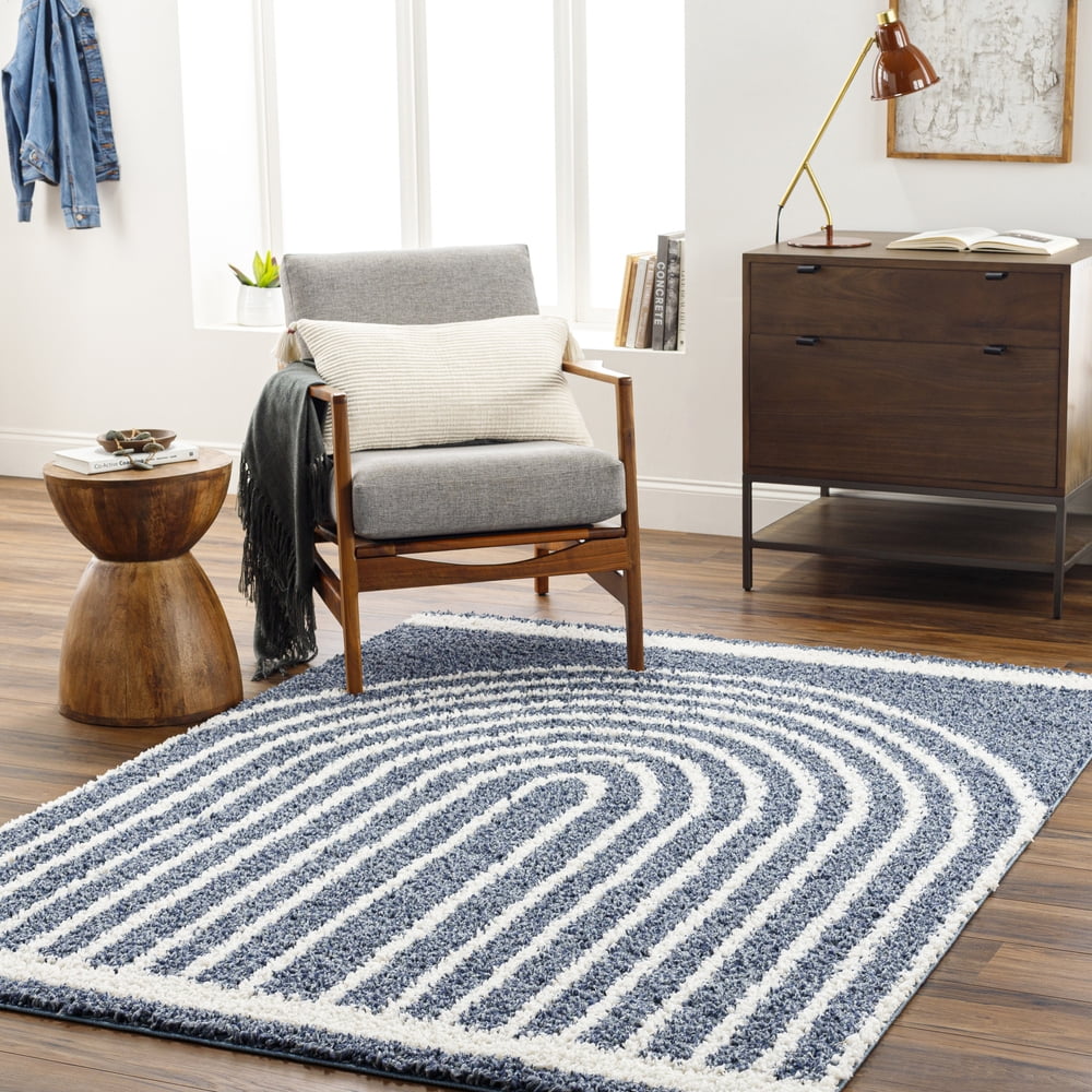 Kid-Friendly Blue Spot Washable Rectangular Rug 7'10" x 10'