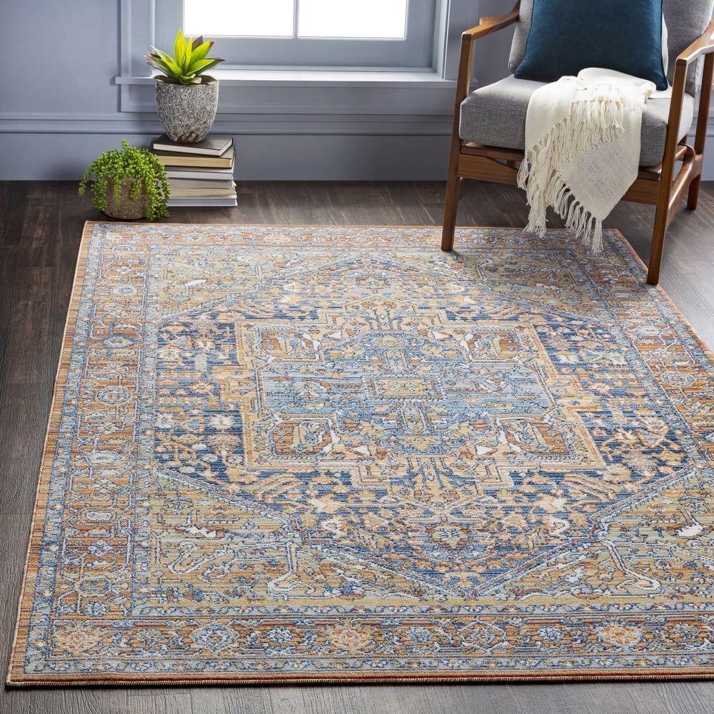 Livabliss Outdoor Rugs, 5x7 Bodrum Traditional Orange Area Rug for Patio, Porch, Deck, Backyard, Waterproof Indoor Outdoor Carpet (5'3" x 7'3")