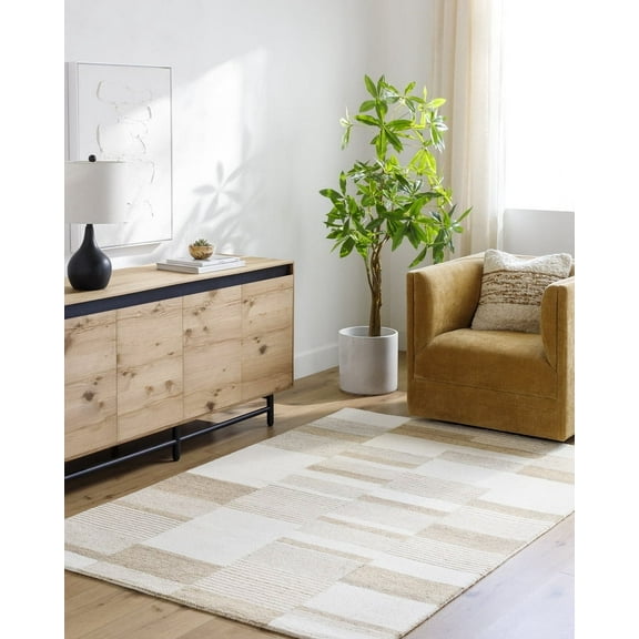 Livabliss Wool Rugs for Living Room, 2x3 Bournemouth Modern Brown Area Rug, Bedroom Dining Room Home Decor Handmade Carpet (2' x 3')
