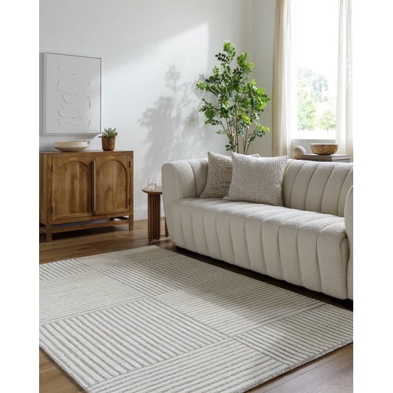 Livabliss Wool Rugs for Living Room, 2x3 Brook Modern Cream Area Rug, Bedroom Dining Room Home Decor Handmade Carpet (2' x 3')