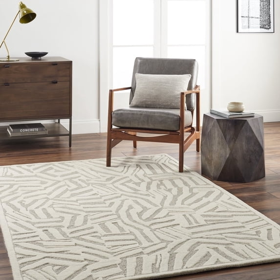 Livabliss Wool Rugs for Living Room, 5x7 Brook Modern Beige Area Rug, Bedroom Dining Room Home Decor Handmade Carpet (5' x 7'6")