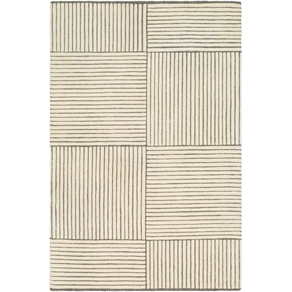 Livabliss Brook Modern Stripe Area Rug, 8' x 10', Charcoal/Beige