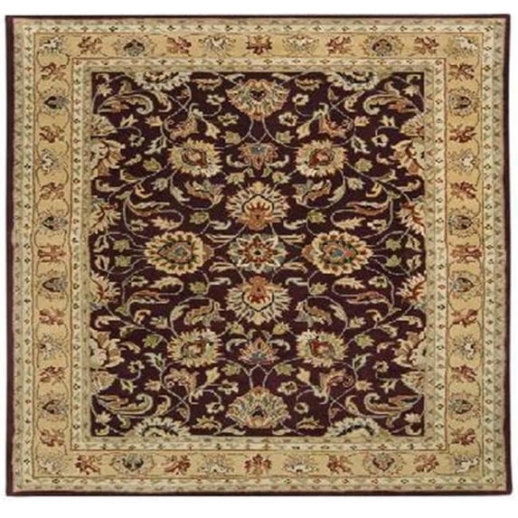 Livabliss Caesar Rug- 100 Pct Wool- Hand Tufted- Plum/Gold/Red/Sage/Dark Green/Brown- 8 SQUARE