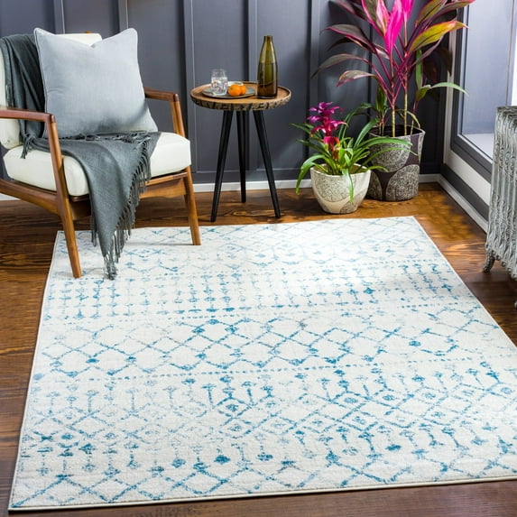 Livabliss Area Rugs for Living Room, 5x7 Chester Global Blue Rug, Bedroom Dining Room Home Decor Stain Resistant Carpet (5'3" x 7'3")
