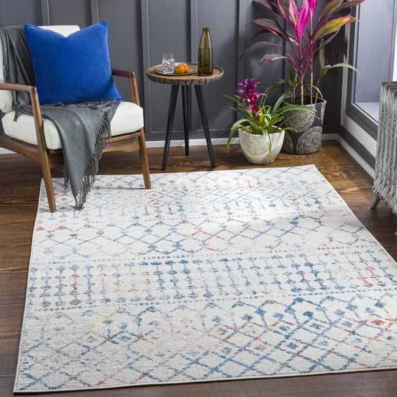 Livabliss Area Rugs for Living Room, 5x7 Chester Global Blue Rug, Bedroom Dining Room Home Decor Stain Resistant Carpet (5'3" x 7'3")