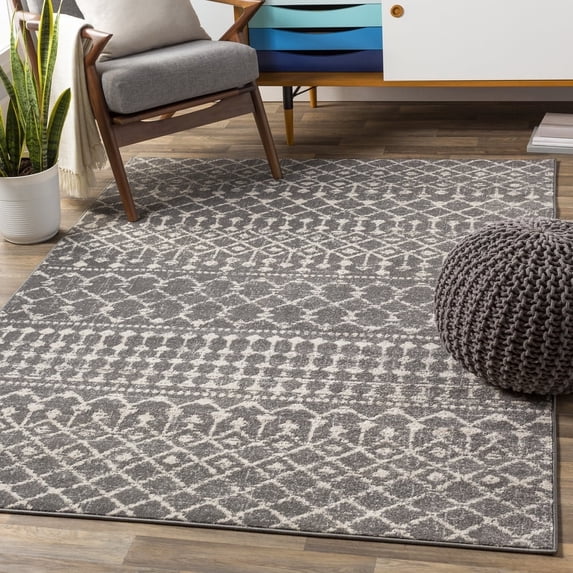 Livabliss Chester Global Bohemian Area Rug,6'7" x 9',Medium Grey