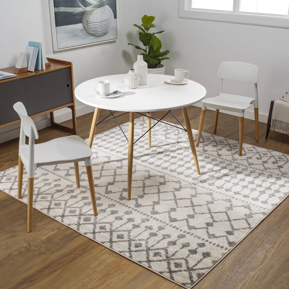 Livabliss Area Rugs for Living Room, 9ft Round Chester Global Beige Square Rug, Bedroom Dining Room Home Decor Stain Resistant Carpet (7'10" x 7'10")