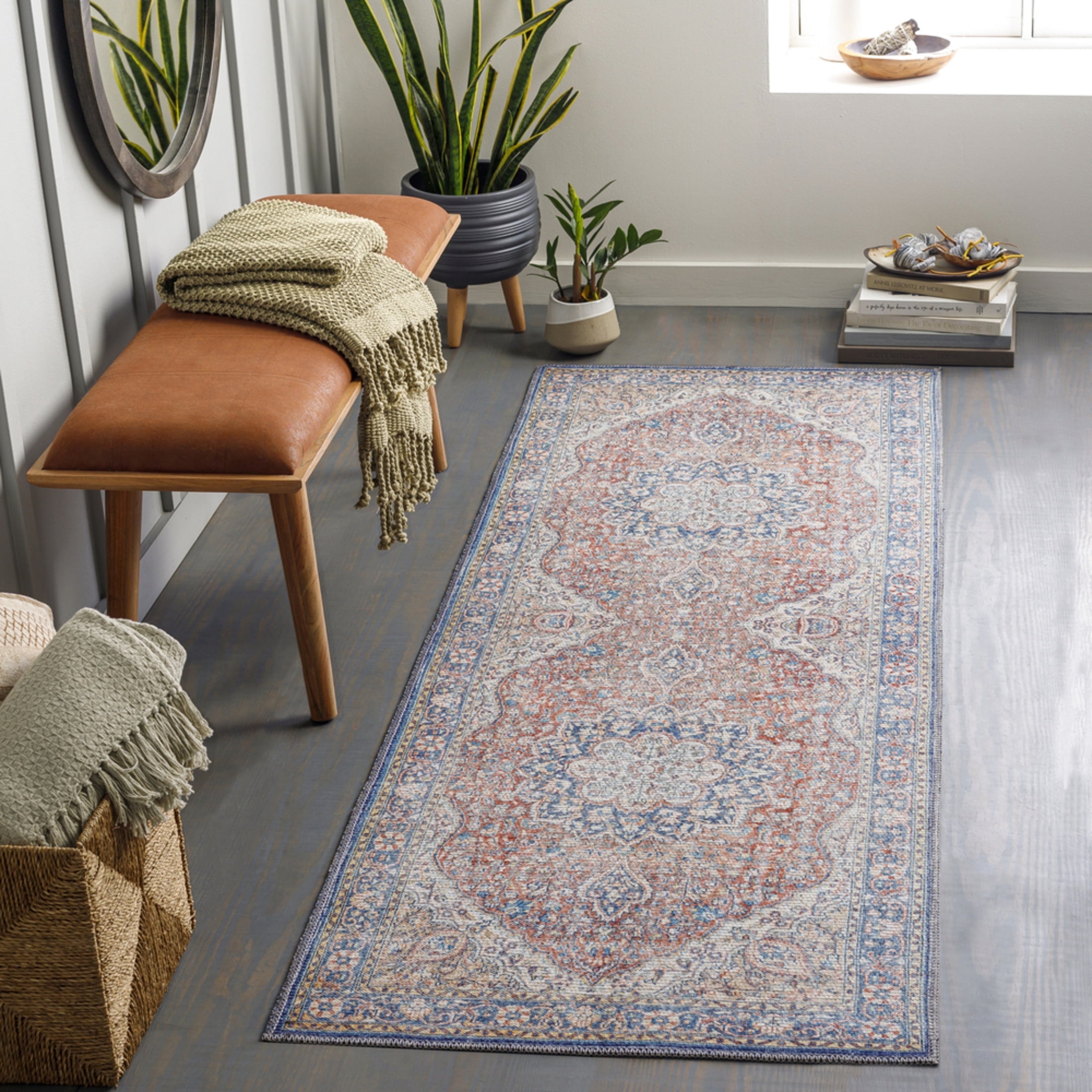Livabliss Washable Rugs for Living Room, 3x12 Colin Traditional Red Runner Area Rug, Bedroom Dining Room Home Decor Stain Resistant Carpet (2'7" x 12' Runner)