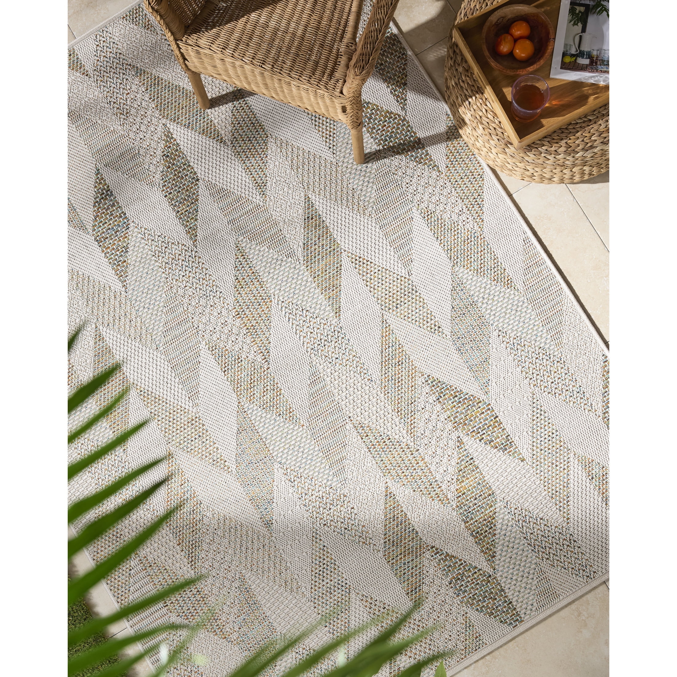 Livabliss Outdoor Rugs, 5x7 Crete Cottage Ivory Area Rug for Patio ...