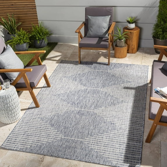 Livabliss Eagean Global Indoor/Outdoor Area Rug,8'10" x 12',Navy