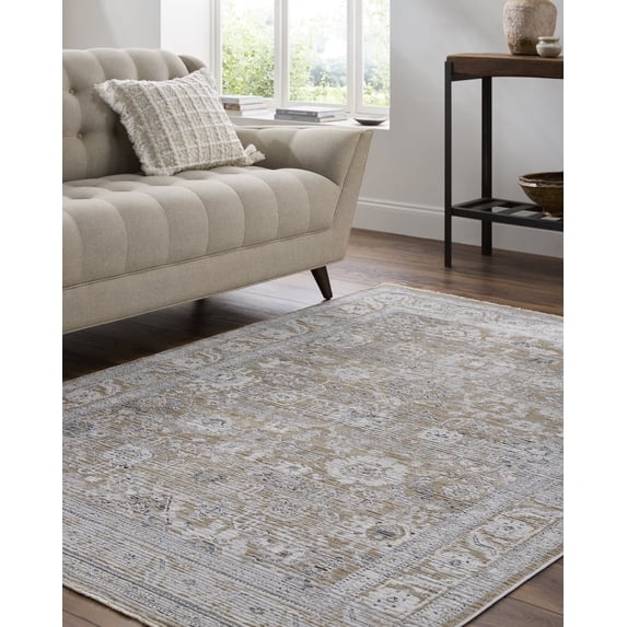 Livabliss Area Rugs for Living Room, 7x9 Edmonton Traditional Light Gray Rug, Bedroom Dining Room Home Decor Stain Resistant Carpet (6'7" x 9')