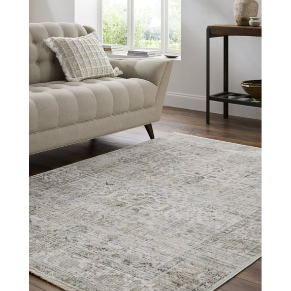 Livabliss Area Rugs for Living Room, 7x9 Edmonton Traditional Light Gray Rug, Bedroom Dining Room Home Decor Stain Resistant Carpet (6'7" x 9')