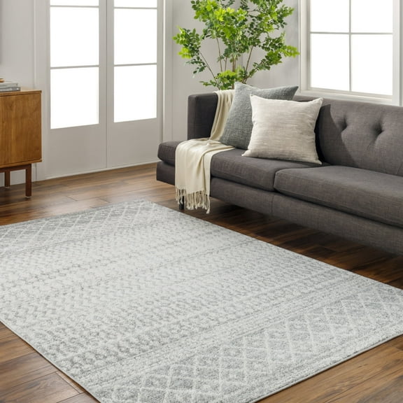 Livabliss Area Rugs for Living Room, 5x8 Elaziz Global Gray Rug, Bedroom Dining Room Home Decor Stain Resistant Carpet (5'3" x 7'7")