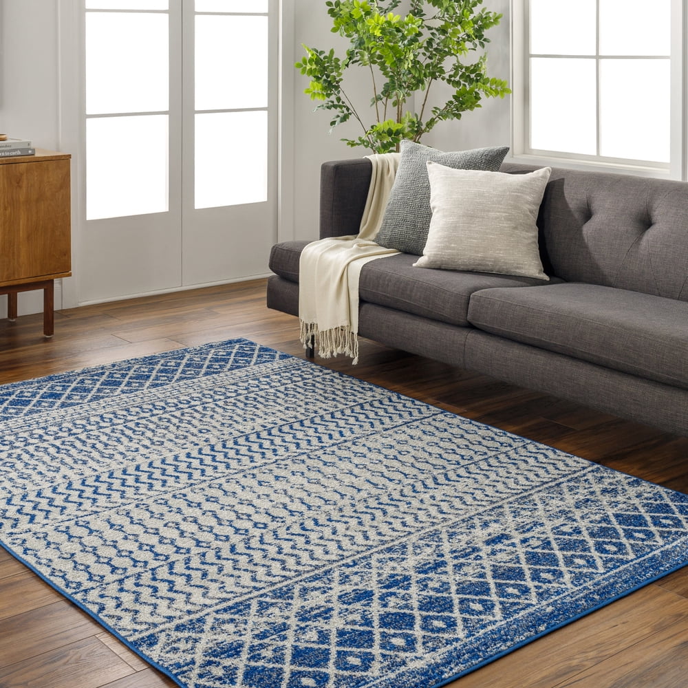 Elaziz Blue Geometric Patterned 2' x 3' Area Rug