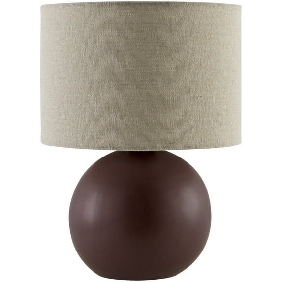 Livabliss Elio Modern Accent Table Lamp, 10-inch, Dark Brown with Beige Shade