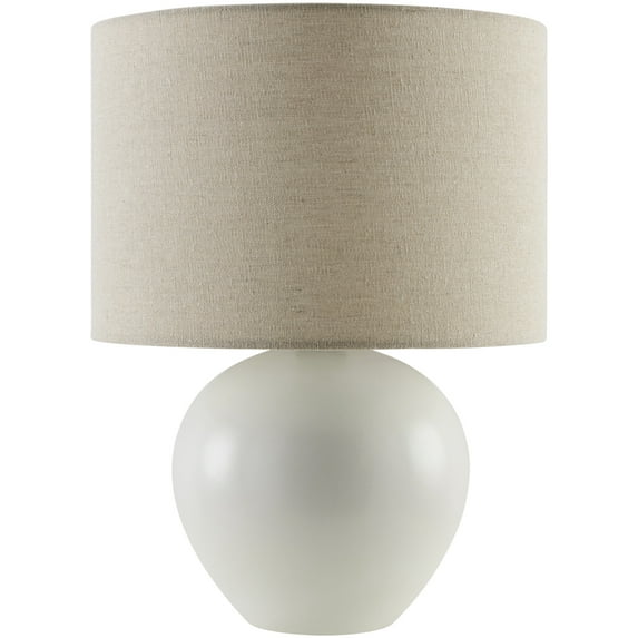 Livabliss Elio Modern Accent Table Lamp, 13-inch, White with Beige Shade