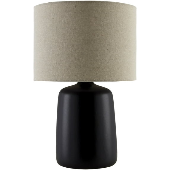 Livabliss Elio Modern Accent Table Lamp, 16-inch, Black with Beige Shade