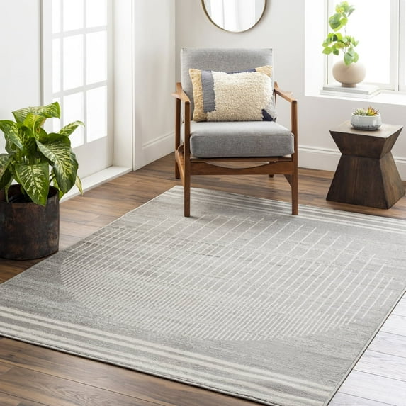Livabliss Area Rugs for Living Room, 5x7 Floransa Modern Gray Rug, Bedroom Dining Room Home Decor Stain Resistant Carpet (5'3" x 7'1")