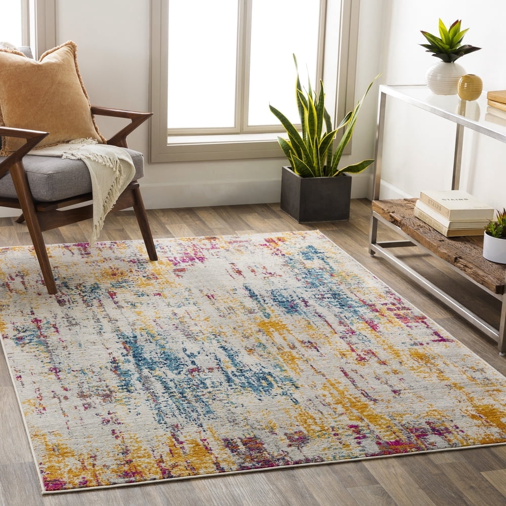 Livabliss Area Rugs for Living Room, 7x9 Floransa Modern Gray Rug, Bedroom Dining Room Home Decor Stain Resistant Carpet (6'7" x 9')