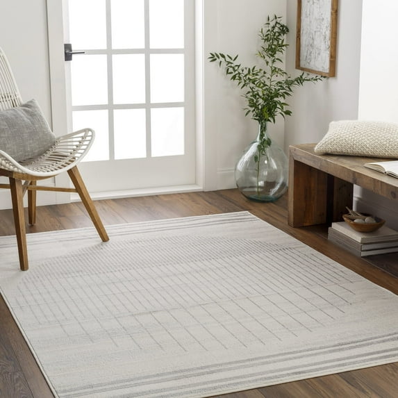 Livabliss Area Rugs for Living Room, 9ft Round Floransa Modern Cream Square Rug, Bedroom Dining Room Home Decor Stain Resistant Carpet (7'10" x 7'10")