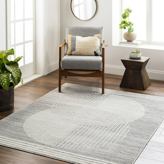 Livabliss Area Rugs for Living Room, 8x10 Floransa Modern Gray Rug, Bedroom Dining Room Home Decor Stain Resistant Carpet (7'10" x 10')