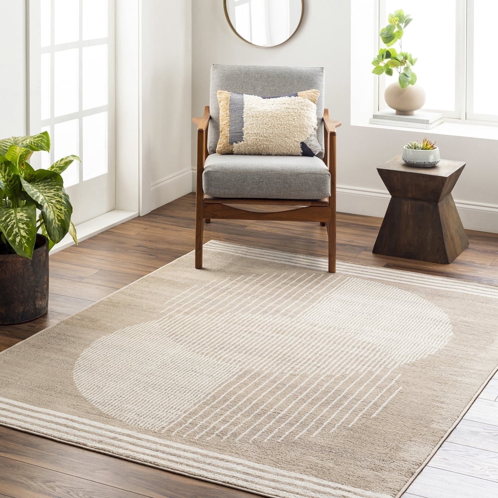 Livabliss Area Rugs for Living Room, 9x12 Floransa Modern Tan Rug, Bedroom Dining Room Home Decor Stain Resistant Carpet (8'11" x 12'4")