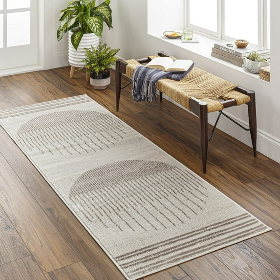 Livabliss Area Rugs for Living Room, 3x7 Floransa Modern Cream Runner Rug, Bedroom Dining Room Home Decor Stain Resistant Carpet (2'7" x 7'3" Runner)