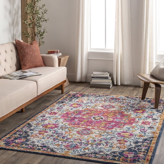 Livabliss Area Rugs for Living Room, 5x7 Floransa Traditional Gray Rug, Bedroom Dining Room Home Decor Stain Resistant Carpet (5'3" x 7'1")