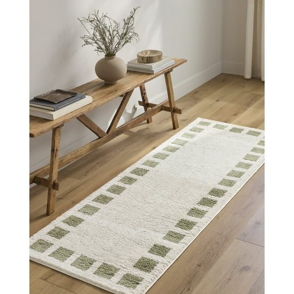 Livabliss Washable Rugs for Living Room, 3x7 Fossay Shag Modern Light Beige Runner Area Rug, Bedroom Dining Room Home Decor Stain Resistant Carpet (2'7" x 7'3" Runner)