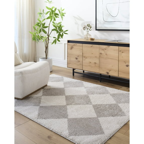 Livabliss Washable Rugs for Living Room, 2x3 Fossay Shag Modern Light Beige Area Rug, Bedroom Dining Room Home Decor Stain Resistant Carpet (2' x 2'11")