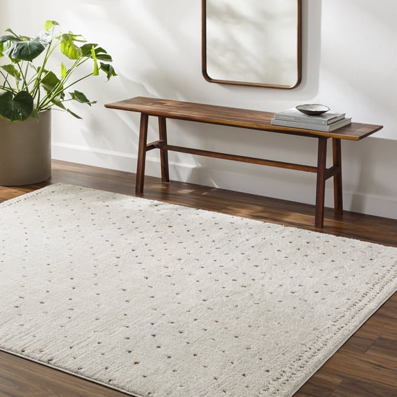 Livabliss Area Rugs for Living Room, 7x9 Freud Global Ivory Rug, Bedroom Dining Room Home Decor Stain Resistant Carpet (6'7" x 9')