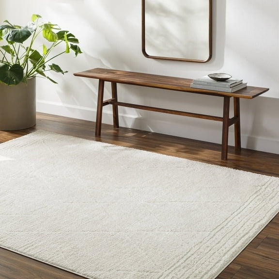 Livabliss Area Rugs for Living Room, 7x9 Freud Global Ivory Rug, Bedroom Dining Room Home Decor Stain Resistant Carpet (6'7" x 9')