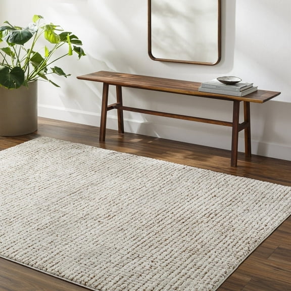 Livabliss Area Rugs for Living Room, 7x9 Freud Modern Ivory Rug, Bedroom Dining Room Home Decor Stain Resistant Carpet (6'7" x 9')
