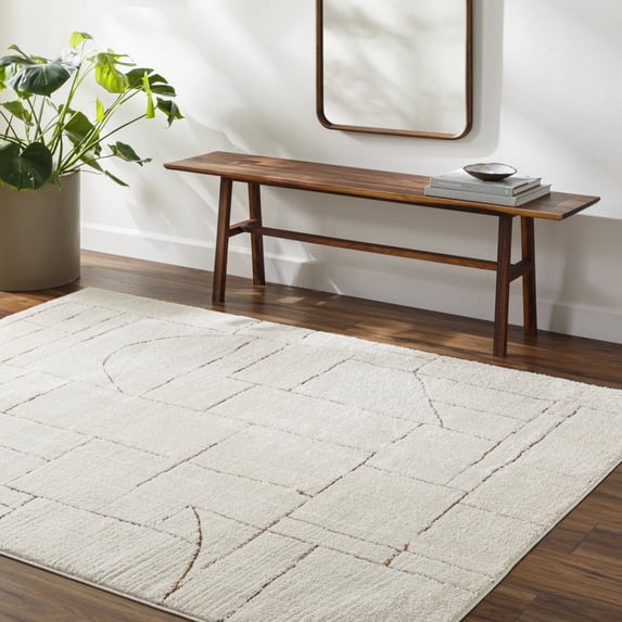 Livabliss Area Rugs for Living Room, 8x10 Freud Modern Ivory Rug, Bedroom Dining Room Home Decor Stain Resistant Carpet (7'10" x 10')