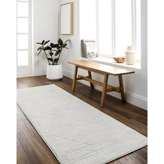 Livabliss Area Rugs for Living Room, 3x7 Freud Global Ivory Runner Rug, Bedroom Dining Room Home Decor Stain Resistant Carpet (2'7" x 7'3" Runner)